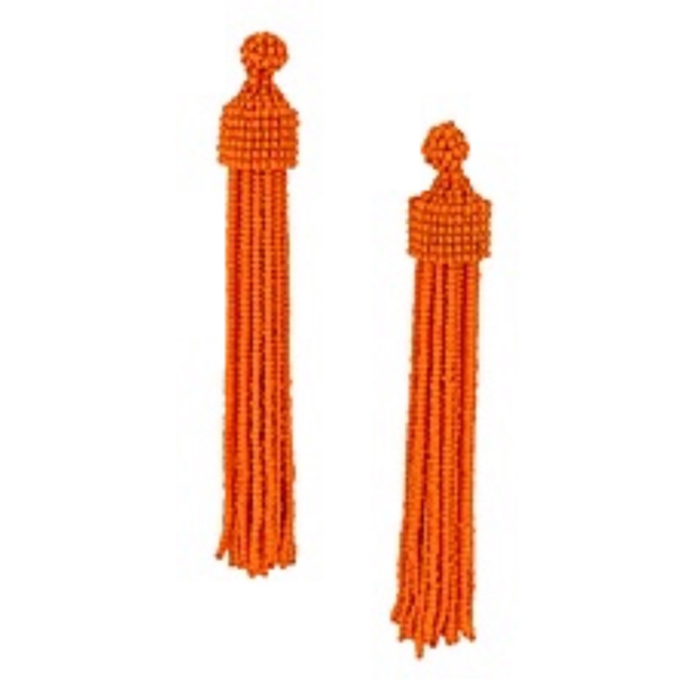 KENNETH JAY LANE Orange Beaded Tassel Earrings